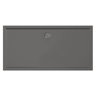 Douchebak Xenz Mariana | 160x80x4 cm | Incl.Afvoersifon-Chroom | Acryl | Rechthoekig | Antraciet mat