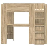 Loft Bedframe met Bureau Sonoma Eiken 90 x 200 cm Bewerkt hout - thumbnail