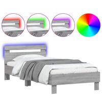 Bedframe met hoofdeinde en LED grijs sonoma eiken 140x190 cm - thumbnail