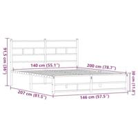Bedframe zonder matras metaal bruin eikenkleurig 140x200 cm - thumbnail
