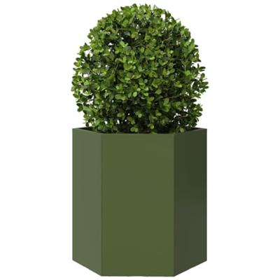 VidaXL Plantenbakken 2 st zeshoek 46x40x45 cm staal olijfgroen