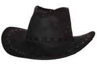 Hoed cowboy suede zwart - thumbnail
