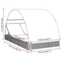 Ligbed 2-persoons met rond dak 211x112x140 cm poly rattan zwart - thumbnail