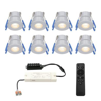 Set van 8 Milano LED Mini Inbouwspots met trafo - 12 Volt 3 Watt 200 lumen - Dimbaar - Plat 34mm - 2700K - IP65 waterdicht - Grijs - Veranda Spotjes - Overkapping Spotjes