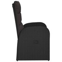 Tuinstoelen 2 st verstelbaar met kussens poly rattan zwart - thumbnail