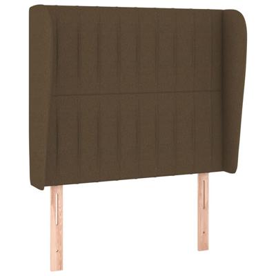 Hoofdbord met randen 83x23x118/128 cm stof donkerbruin - thumbnail