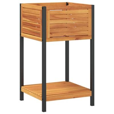 Plantenbak met schap 45x45x80 cm massief acaciahout en staal Plantenbak met schap 45x45x80 cm massief acaciahout en staal
