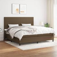 Boxspring met matras stof donkerbruin 200x200 cm - thumbnail