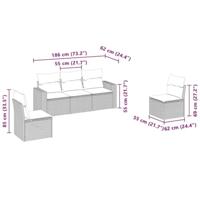 5-delige Loungeset met kussens poly rattan lichtgrijs - thumbnail