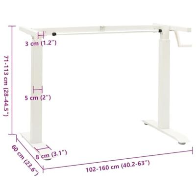 Zit-stabureauframe met slinger handmatig wit - thumbnail