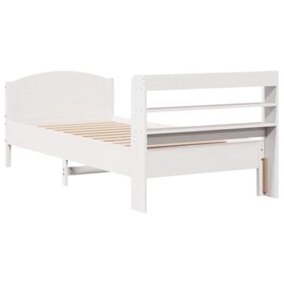 Bedframe zonder matras massief grenenhout wit 75x190 cm