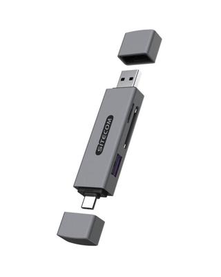Sitecom USB-A + USB-C Stick Card Reader with USB port