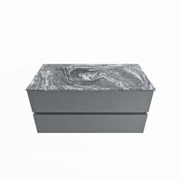 MONDIAZ VICA-DLUX 100cm badmeubel onderkast Plata 2 lades. Inbouw wastafel CLOUD links 1 kraangat, kleur Lava. - thumbnail