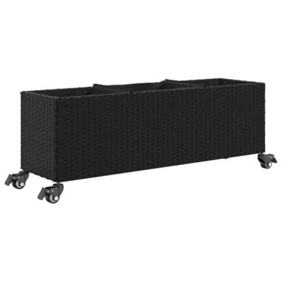 VidaXL Plantenbakken met wielen 2 st 107x32x38 cm poly rattan zwart VidaXL Plantenbakken met wielen 2 st 107x32x38 cm poly rattan zwart