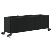 VidaXL Plantenbakken met wielen 2 st 107x32x38 cm poly rattan zwart - thumbnail