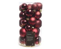 Decoris kerstballen set Plastic 30st Ossenbloed 4-5-6cm - thumbnail