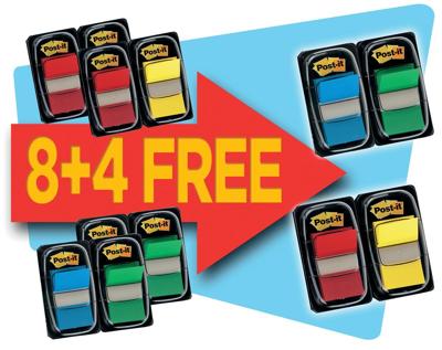 Indextabs Post-it 680 25.4x43.2mm 10+2 gratis assorti 50 tabs per dispenser