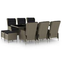 9-delige Tuinset met kussens poly rattan bruin - thumbnail