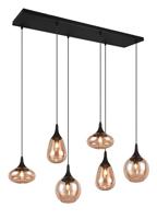 Trio 6-lichts hanglampLumina met amber glas - 317000613 - thumbnail
