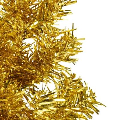 VidaXL Kunstkerstboom half met standaard smal 120 cm goudkleurig