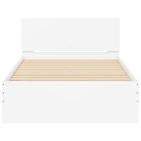 Bedframe met hoofdbord en LED-verlichting wit 100x200 cm - thumbnail