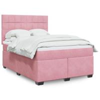 Boxspring met matras fluweel roze 140x190 cm - thumbnail