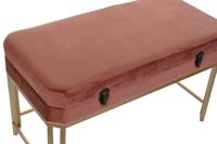 Kruk DKD Home Decor Roze Gouden Metaal Fluweel (80 x 40 x 47 cm) - thumbnail