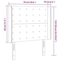 Hoofdbord met randen 103x16x118/128 cm stof donkerbruin - thumbnail
