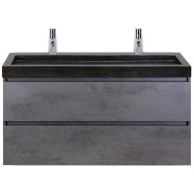 Maxx XL Badmeubelset 120 cm - Beton Antraciet - Wastafel Lucca Enkel 2 Kraangaten