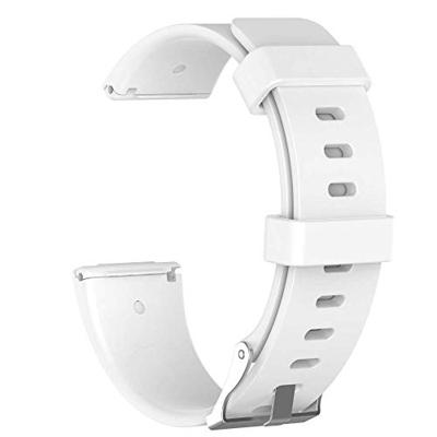 By Qubix - Compatible met Fitbit Versa 1/2 & Lite rubberen sport bandje - Wit - Compatible fitbit bandje