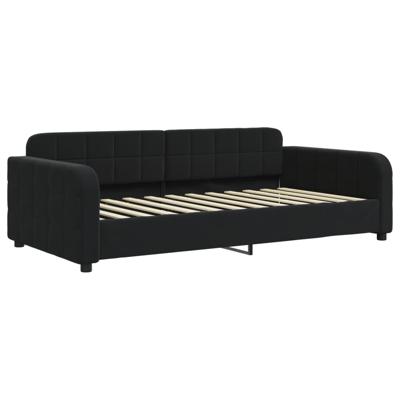 Slaapbank onderschuifbed en matrassen 100x200 cm fluweel zwart