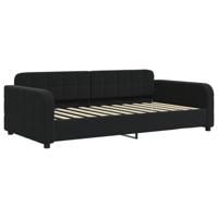 Slaapbank onderschuifbed en matrassen 100x200 cm fluweel zwart - thumbnail