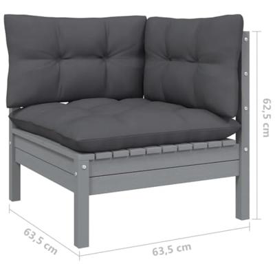 8-delige Loungeset met antracietkleurige kussens grenenhout