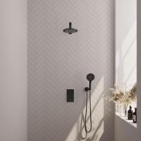 Brauer Black Carving Thermostatische Regendoucheset Inbouw - Hoofddouche 20 cm - Rechte Wandarm - 3 Weg - Handdouche 3 Standen - Doucheslang - Wandaansluitbocht - Mat Zwart - thumbnail