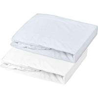 Set van 2 hoeslakens - P'TIT DODO - Jersey - 70 x 140 cm - Wit / Lichtblauw - thumbnail