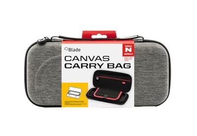 Blade Tas voor Switch 2, draagtas met handgreep, compatibel met Switch, OLED en Lite, met binnenvak, harde schaal voor Switch, Grijs, linnen