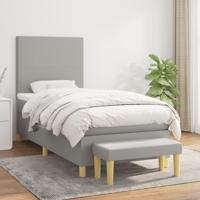 Boxspring met matras stof lichtgrijs 100x200 cm - thumbnail