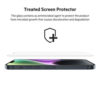 Belkin TemperedGlass iPhone 14 Plus/iPhone 13 Pro Max-screenprotector, eenvoudig aan te brengen zonder luchtbellen met meegeleverde bevestigingsstickers, hardheidsscore van 9H