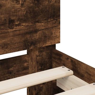 Bedframe met hoofdeinde bewerkt hout gerookt eiken 200x200 cm