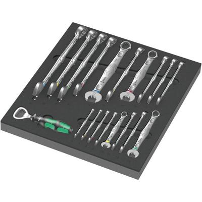 Wera 9731 schuimrubberen inzetstuk met 6003 joker set 1, 19-delig gereedschapsset (zwart/grijs, combinatie ratelsleutelset, in schuimrubberen inzet voor werkplaatswagen)