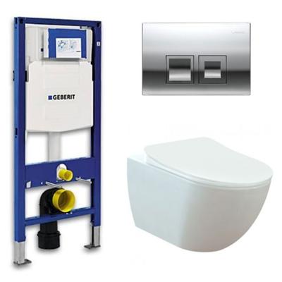 Geberit UP 100 toiletset - Inbouw WC Wandcloset - Creavit Mat Wit Rimfree Geberit Delta-50 Glans Chroom Geberit UP 100 toiletset - Inbouw WC Wandcloset - Creavit Mat Wit Rimfree Geberit Delta-50 Glans Chroom