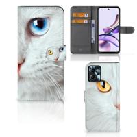 Motorola Moto G13 | G23 | Telefoonhoesje | Met pasjeshouder | Witte Kat - thumbnail