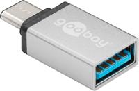 USB 3.2 GEN 1 (USB3.0) USB-C stekker - USB-A (F) naar USB-C (M) - 5Gbit/s - USB adapter - Zilver - thumbnail