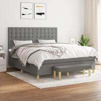Boxspring met matras stof donkergrijs 160x200 cm - thumbnail