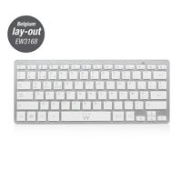 Ewent EW3168 toetsenbord voor mobiel apparaat AZERTY Belgisch Zilver, Wit Bluetooth - thumbnail