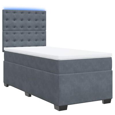 Boxspring met matras fluweel donkergrijs 120x200 cm - thumbnail
