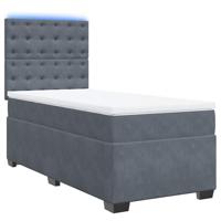 Boxspring met matras fluweel donkergrijs 140x200 cm - thumbnail