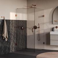 Brauer Void - Douchecabine met Draaideur - Helder Glas - 90x120x200 cm - incl. Glascoating - PVD Koper Geborsteld - thumbnail