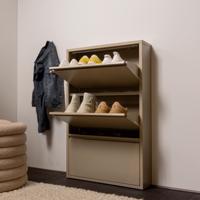 WOOOD Schoenenkast 'Sabine' 3-laags, 103 x 66cm, kleur Zand - thumbnail