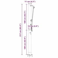 VidaXL Buitenzonne-douche zwart 217 cm pvc en aluminium - thumbnail